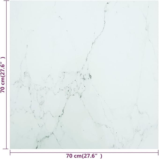 27.6" Square Tempered Glass Tabletop, White Marble Design Modern Durable Surface for Small Dining Room Coffee Nook or Office Desk