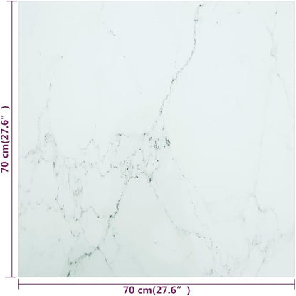 27.6" Square Tempered Glass Tabletop, White Marble Design Modern Durable Surface for Small Dining Room Coffee Nook or Office Desk