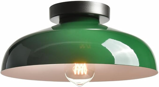 DIRYZON Modern Green Ceiling Light, Macarons Kitchen Lighting Fixtures, Industrial Metal 12-Inch Bedroom Ceiling Light