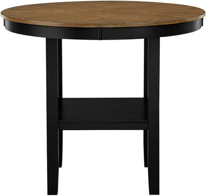 Counter Height Dining Set with Round Table and Storage for Kitchen Island Use