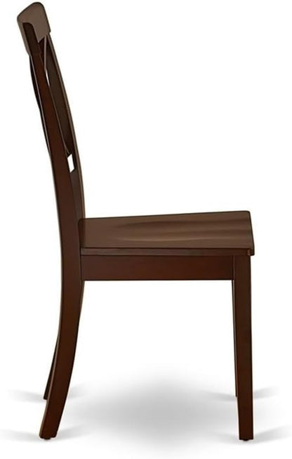 East West Furniture BOC-MAH-W Boston Dining Chairs - Cross Back Wood Seat Kitchen Chairs, Set of 2, Mahogany