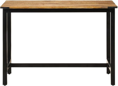 Small Dining Table 43.3"x26.4" Solid Mango Wood Brown Rectangular Kitchen Island Table Industrial Style Seats 4 Easy Assembly for Living Dining Studio