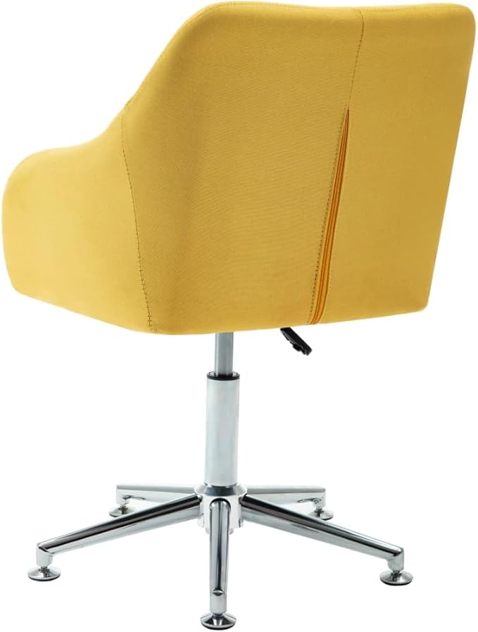 Swivel Dining Chairs 2 Pcs Yellow Fabric Adjustable Height Modern Kitchen Chairs with 360-Degree Rotation for Living Room, Bedroom, Office