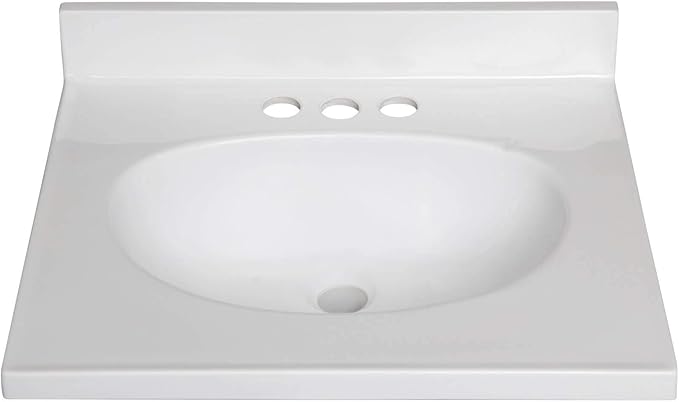 Fine Fixtures Cultured Marble Composite Bathroom Sink Top - Fits Standard 18” Vanity | Elegant and Durable Bathroom Sinks for Modern Homes - Upgrade Your Space - Perfect for Any Bathroom Design