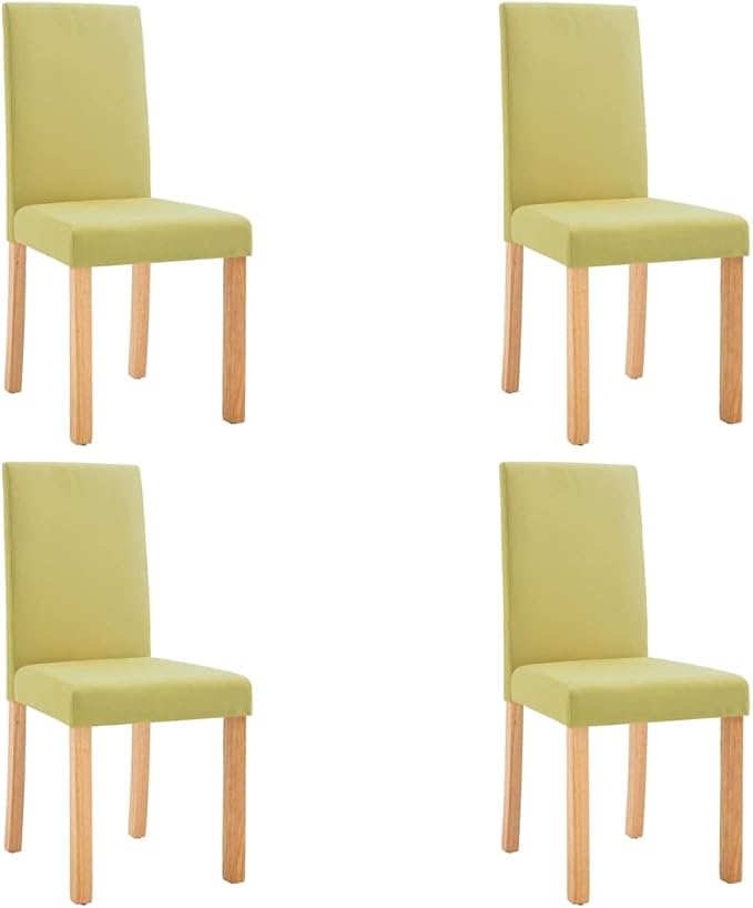 Green Fabric Dining Chairs Set of 4 Ergonomic Rubber Wood Modern Accent Chairs for Dining Room Kitchen and Living Room