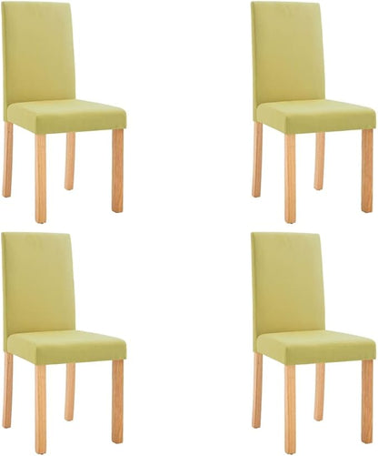 Green Fabric Dining Chairs Set of 4 Ergonomic Rubber Wood Modern Accent Chairs for Dining Room Kitchen and Living Room