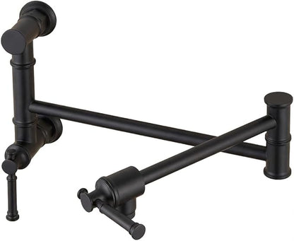 Lava Odoro Matte Black Pot Filler Faucet, Two Attachment Pot Filler, Contemporary Wall Mount Folding Kitchen Pot Filler with Swing Arm, PF312-MB
