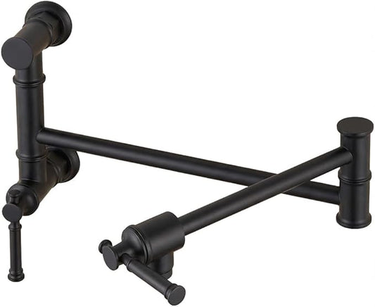 Lava Odoro Matte Black Pot Filler Faucet, Two Attachment Pot Filler, Contemporary Wall Mount Folding Kitchen Pot Filler with Swing Arm, PF312-MB