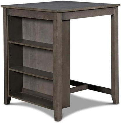 New Classic Furniture Gia Counter Table with Two Chairs and Storage Shelf, 30-Inch, Gray