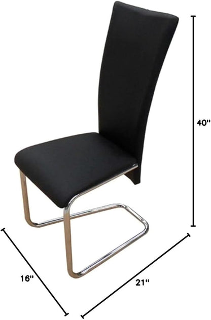 Modern Dining Chairs Set of 4 Black Faux Leather Upholstered Kitchen Chairs with Chrome Iron Legs for Dining Room and Farmhouse Decor