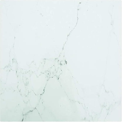 15.7 in Square White Marble Tempered Glass Tabletop, Scratch Resistant Countertop Replacement for Coffee/Dining Room, Small Space Modern Accent for Living Room, Bedroom or Study
