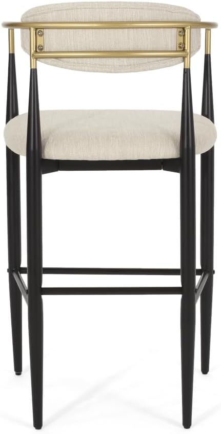 Padded Bar Stool Set with Backrest (2-Piece) — 29.75-inch seat Height fits Kitchen Islands 40.5 inches and Above, Supports up to 260 lbs. (Beige,Fabric)