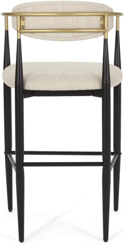Padded Bar Stool Set with Backrest (2-Piece) — 29.75-inch seat Height fits Kitchen Islands 40.5 inches and Above, Supports up to 260 lbs. (Beige,Fabric)