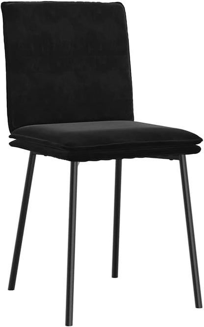 Modern Black Velvet Dining Chair Set of 4, Compact Rectangular Design for Small Spaces, Sturdy Metal Frame and Plush Seating for Dining Room Kitchen Living Room