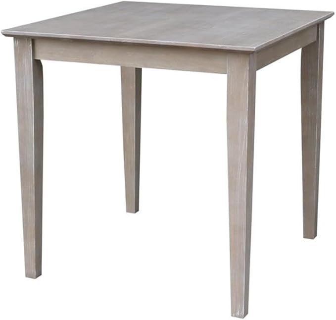 International Concepts Solid Wood Top Table - Dining Height, Washed Gray Taupe