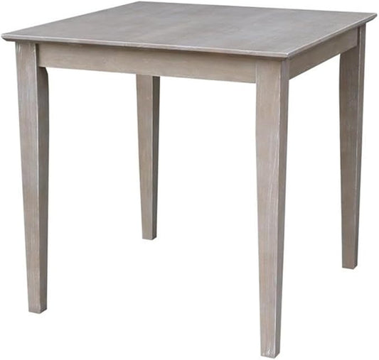 International Concepts Solid Wood Top Table - Dining Height, Washed Gray Taupe