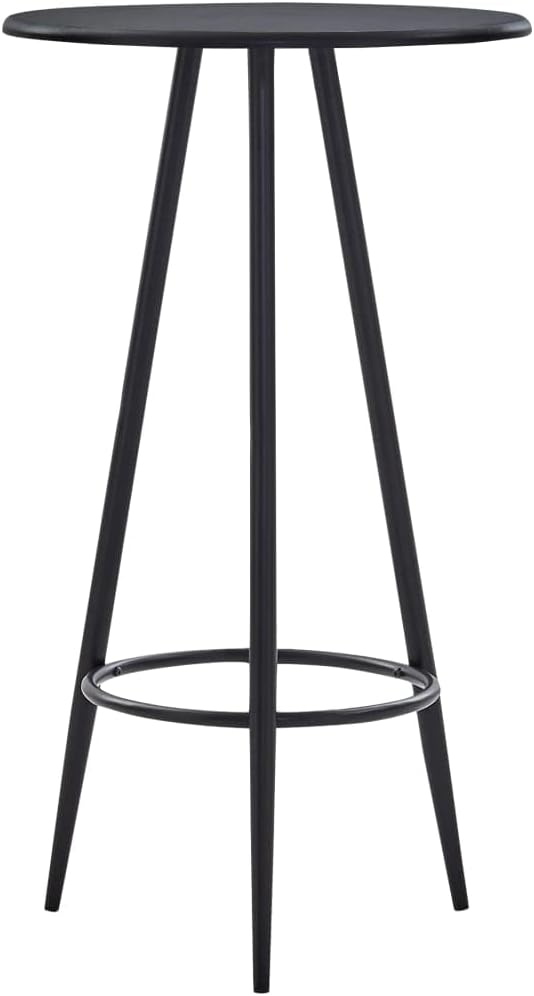 Compact Bar Table with MDF Top and Steel Frame for Kitchen Dining Room, Modern Black Design Seats Four, Space-Saving Indoor Use
