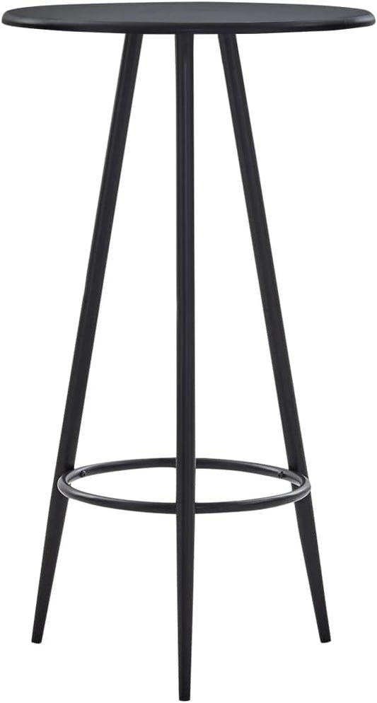 Compact Bar Table with MDF Top and Steel Frame for Kitchen Dining Room, Modern Black Design Seats Four, Space-Saving Indoor Use