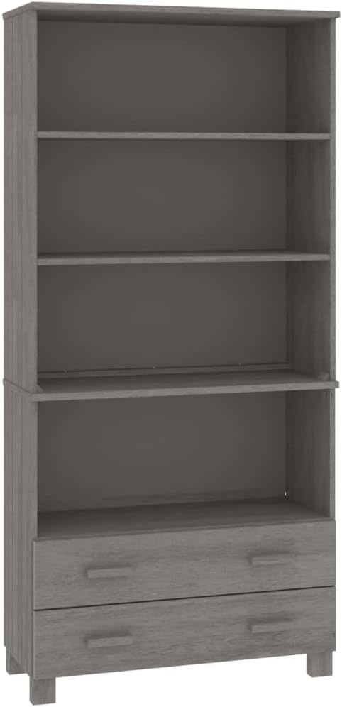 Highboard Set of 2, Light Grey Solid Pinewood MDF, Large Storage Cabinet for Living Room, Tall Buffet Cabinet with Sliding Doors Kitchen Furniture