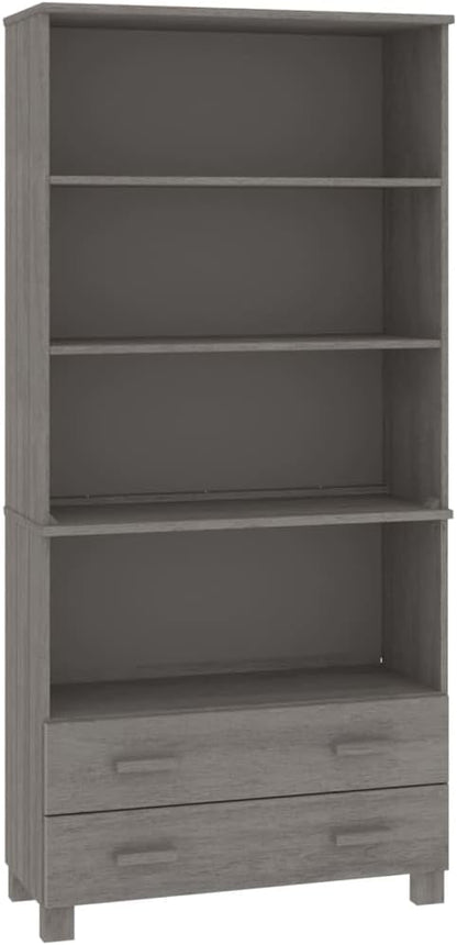 Highboard Set of 2, Light Grey Solid Pinewood MDF, Large Storage Cabinet for Living Room, Tall Buffet Cabinet with Sliding Doors Kitchen Furniture