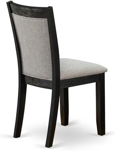 East West Furniture MZC6T06 Monza Parson Chairs - Shitake Linen Fabric Padded Dining Chairs, Set of 2, Wirebrushed Black
