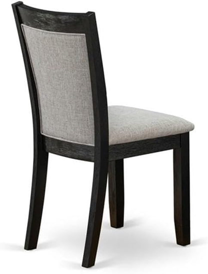East West Furniture MZC6T06 Monza Parson Chairs - Shitake Linen Fabric Padded Dining Chairs, Set of 2, Wirebrushed Black