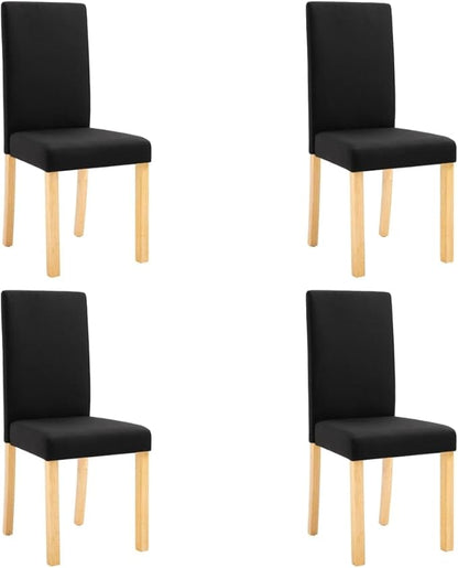 Dining Chairs Set of 4 Black Fabric Upholstered Rubberwood Modern Farmhouse Dining Chairs with Comfy Backrest 18.1" Leg for Dining Room Kitchen Living Room Small Space