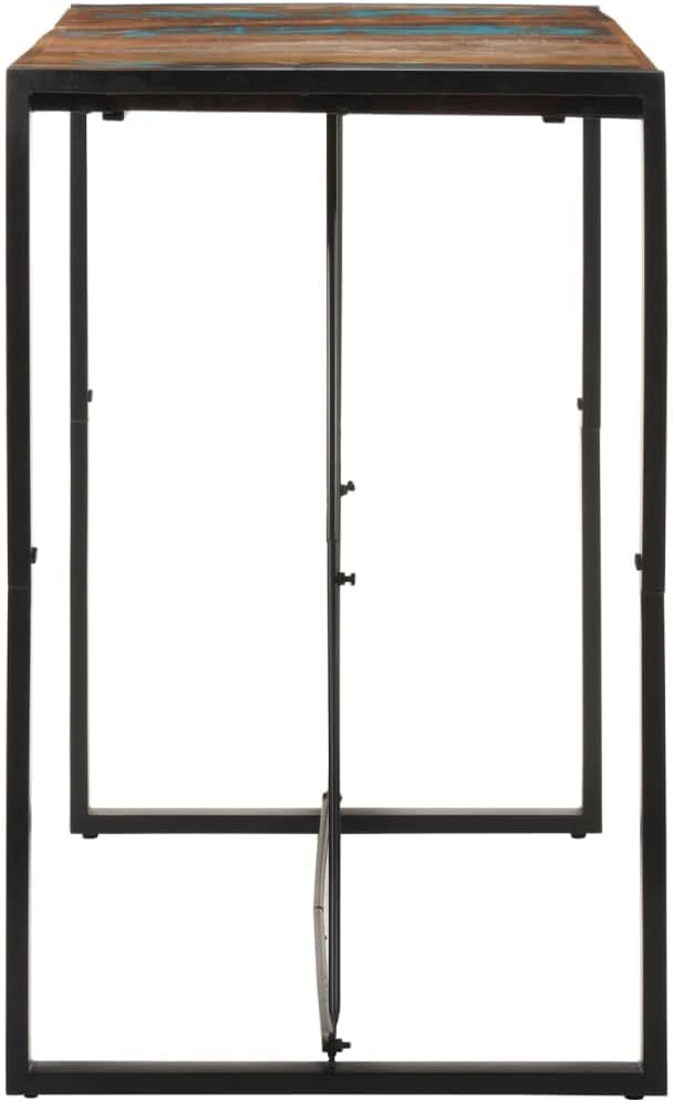 Industrial Bar Table, Rustic Reclaimed Wood Pub Table with Iron Frame, 55.1 Inch Rectangular High Top Dining Table for Kitchen, Living Room, Indoor and Outdoor Use