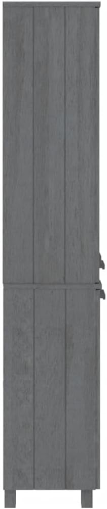 Dark Grey Solid Pine Wood Highboard Set of 2, Rustic MDF Glass Buffet Cabinet with Storage, 13.8x33.5x70.9 in, for Living Room, Hallway, Kitchen Island