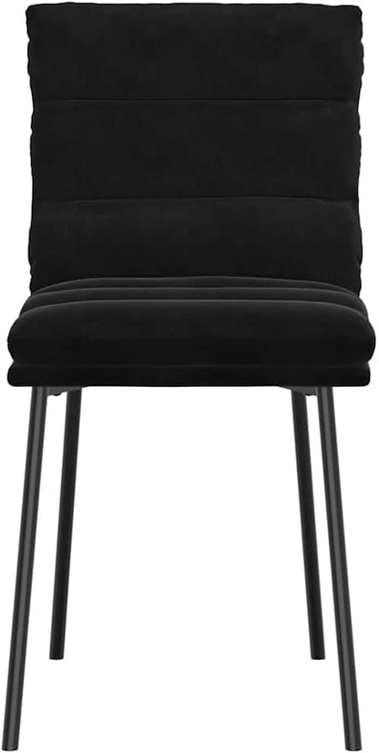 Black Velvet Dining Chairs Set of 2 Modern Rectangular Design Comfortable Seating for Dining Room Kitchen Living Room or Accent Use