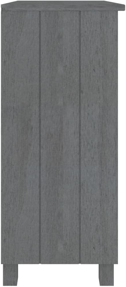 Dark Gray Pine Wood Sideboard 33.5"x13.8"x31.5" Solid Wood Buffet Cabinet with 2 Shelves for Coffee Bar Kitchen Storage Dining Room Entryway