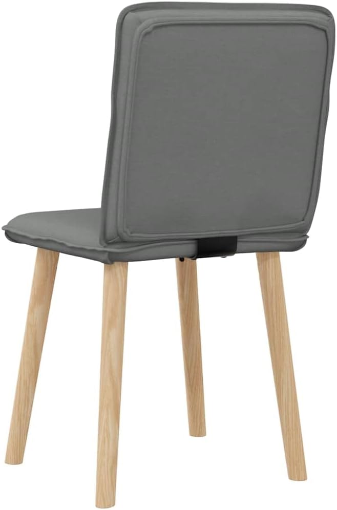 Modern Dining Chairs Set of 2 Dark Grey Upholstered Fabric Polyester with Tufted Cushion and Tapered Legs for Dining Room Kitchen Living Room