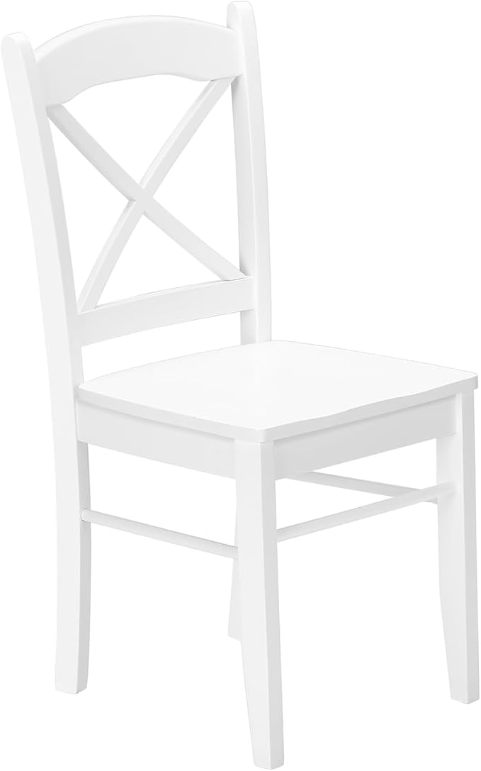 Monarch Specialties I 1320 Dining Chair, Set of 2, Side, Kitchen, Dining Room, White, Wood Legs, Transitional