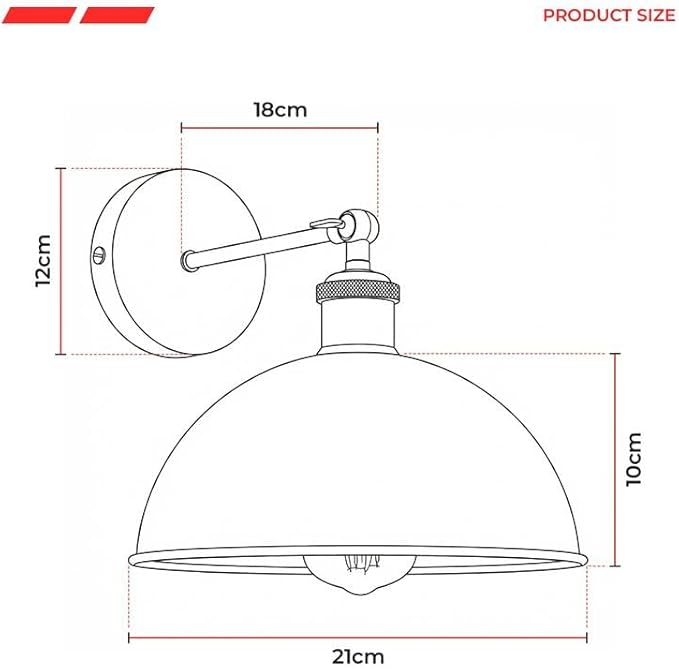 Dome Metal Wall Sconce, 180° Adjustable Industrial Wall Lamp for Bedside, Study, Kitchen, and Living Room Décor. (Green_)