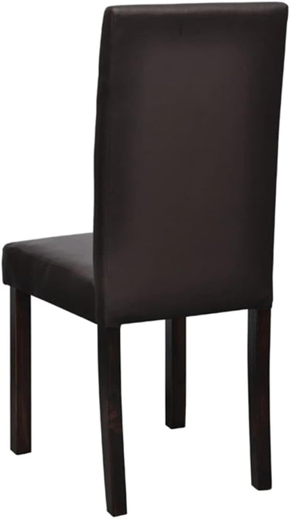 Modern Faux Leather Dining Chairs Set of 4 Brown Wooden Frame Kitchen Chairs with Padded Seat Backrest Comfortable Farmhouse Style for Dining Room Kitchen Comedor