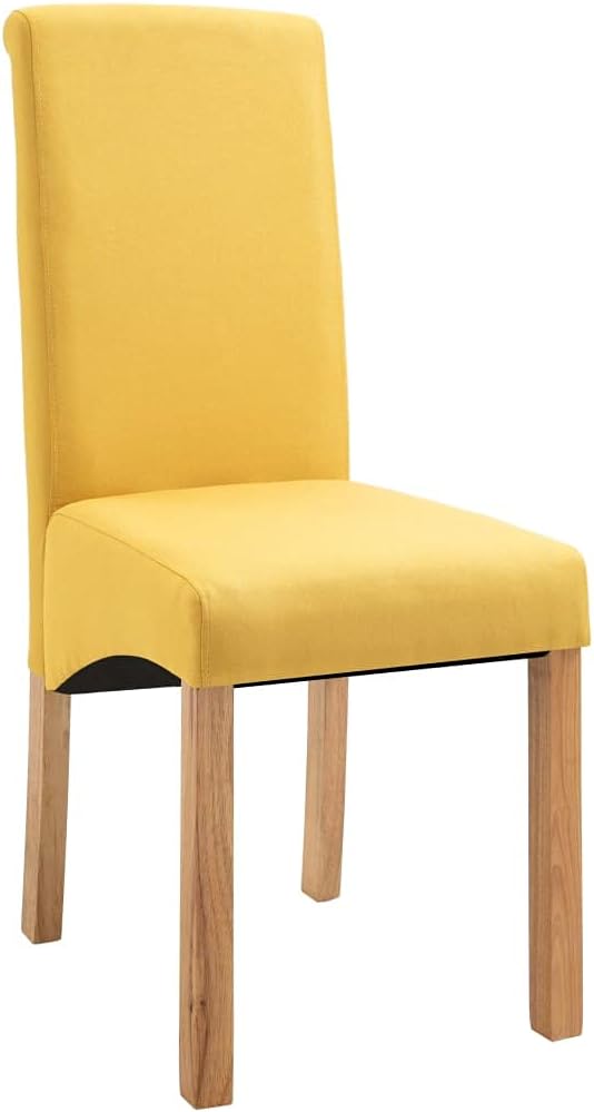 Modern Farmhouse Dining Chairs Set of 4 Yellow Fabric Upholstered Wooden Frame Comfortable Accent Chairs for Kitchen Living Room Furniture