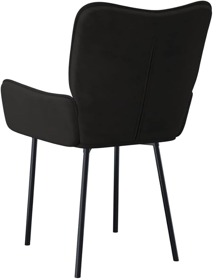 Black Velvet Dining Chairs Set of 2 Modern Accent Chairs with Padded Armrests Tapered Legs 23 x 21.7 x 32.1 in for Dining Room Kitchen Living Room Bedroom