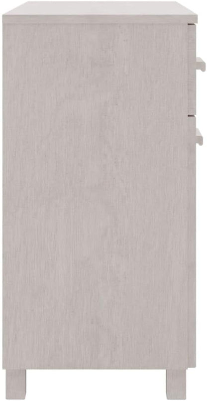 White Sideboard Buffet Cabinet 31.1 x 15.7 x 31.5 in Solid Pine Wood Matte Modern Storage Credenza with Drawers for Living Room Dining Kitchen