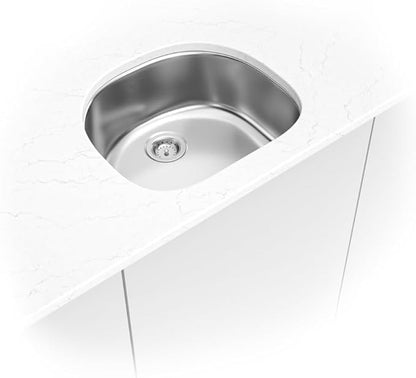MSI 16 Inch Undermount Single Bowl 18 Gauge Stainless Steel Kitchen Bar Sink and Strainer