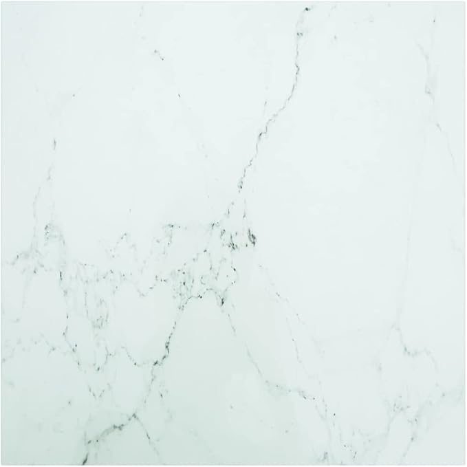Square White Tempered Glass Table Top 27.6 x 27.6 in Marble Design, Modern Durable Replacement Tabletop for Living Room Dining Coffee Space