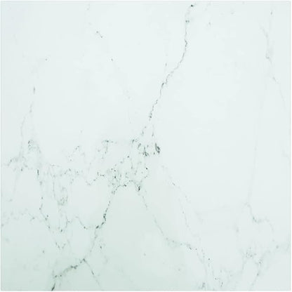 Square White Tempered Glass Table Top 27.6 x 27.6 in Marble Design, Modern Durable Replacement Tabletop for Living Room Dining Coffee Space