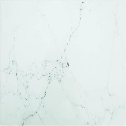 Square White Tempered Glass Table Top 27.6 x 27.6 in Marble Design, Modern Durable Replacement Tabletop for Living Room Dining Coffee Space
