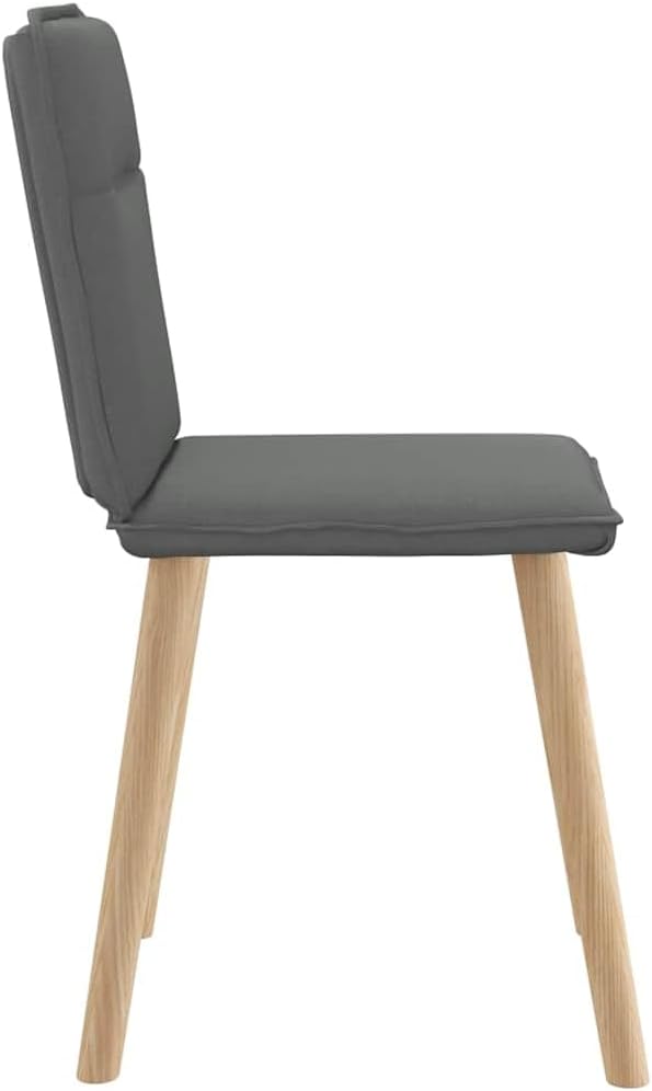 Dining Chair Set of 6 Dark Grey Fabric Upholstered Modern Dining Room Chairs with Rubber Wood Frame for Kitchen and Comedor