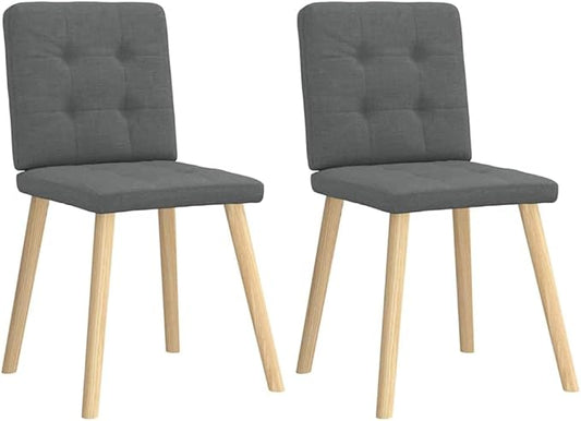 Dark Gray Fabric Dining Chairs Set of 2 Modern Farmhouse Kitchen Chairs with Thick Foam Seat, Sturdy Metal & Wood Frame for Dining Room, Living Room, Bedroom