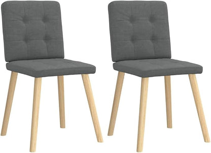 Modern Dining Chairs Set of 2 Dark Gray Fabric Upholstered Accent Chairs with Metal Wood Frame for Kitchen Living Room Vanity