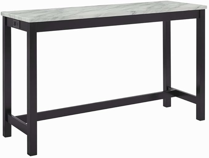 New Classic Furniture Celeste Faux Marble Theater Bar Table with 3 Bar Stool Set, Black Velvet with Black Base