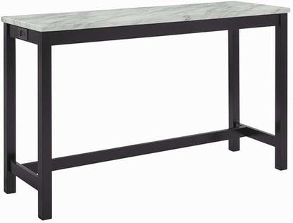 New Classic Furniture Celeste Faux Marble Theater Bar Table with 3 Bar Stool Set, Black Velvet with Black Base