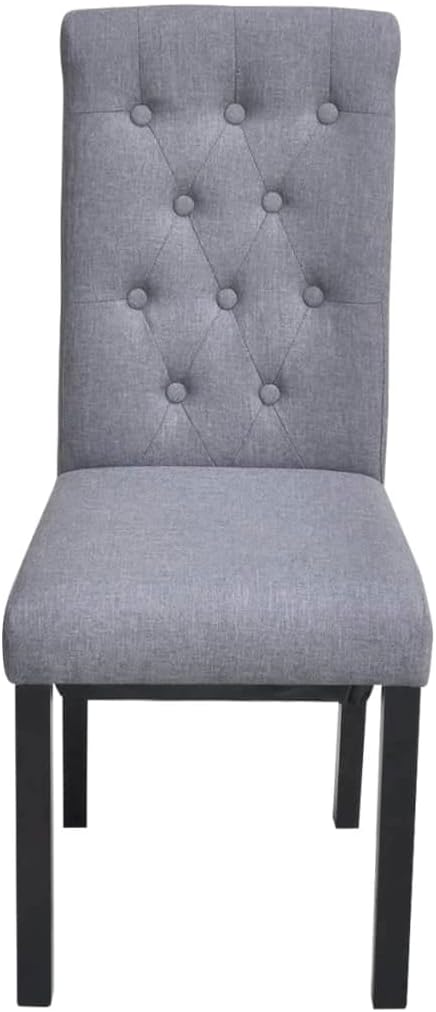 Scandinavian Dining Chair Set of 2 Dark Grey Tufted Fabric Upholstery on Solid Natural Wood Frame 8.6 x 6.6 x 14.7 in Modern Compact Seating for Dining Room Kitchen Bedroom