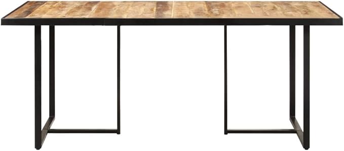 Dining Table 63x31.5 inch Solid Mango Wood Kitchen Table with Metal Frame Rustic Brown Large Rectangular for Modern Dining Room and Small Spaces up to 6 People