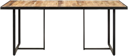 Dining Table 63x31.5 inch Solid Mango Wood Kitchen Table with Metal Frame Rustic Brown Large Rectangular for Modern Dining Room and Small Spaces up to 6 People